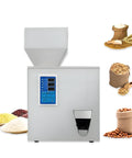 Hitch Free Automatic Grain Dispenser With Massive Capacity Hopper And Easy Adjustable Speed For Rice Coffee Beans Glitter And Small Fittings Zero Hassle Auto Fill, shown with assorted grains.