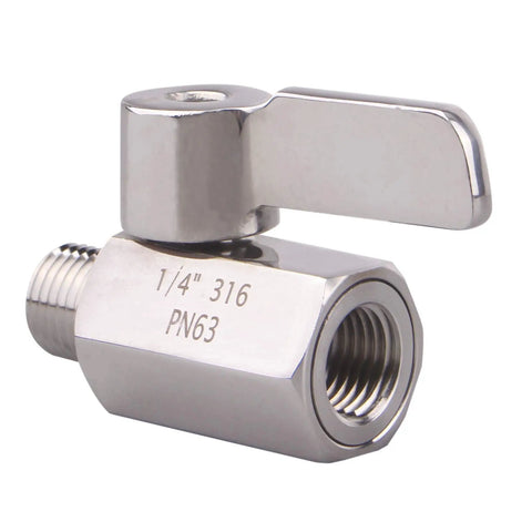 Stainless Steel Ball Valve Inline One Quarter Inch NPT Female To Male Thread Pack Of 2 Heavy Duty SUS316 Body With Double Seal