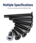 20 Pcs No 8-32 Flat Head Socket Cap Screws Pro Grade Beefy Alloy Steel 10.9 Countersunk Bolts with Hex Drive, Black Oxide Finish