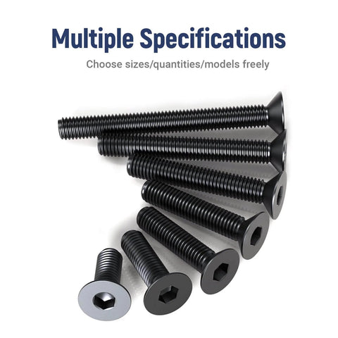 20 Pcs No 8-32 Flat Head Socket Cap Screws Pro Grade Beefy Alloy Steel 10.9 Countersunk Bolts with Hex Drive, Black Oxide Finish