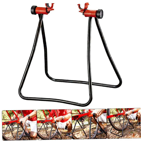 Foldable Bike Repair Stand For Home Garage Use Aluminum Portable Height Adjustable Floor Stand in use