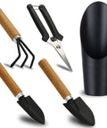 Mini Succulent Garden Tools Set With Shovel Spade Rake And Pruning Scissors Plus Plastic Bucket Shovel For Seedlings And Soil Care All In One Hand Tools Kit For Home Gardens Bonsai Houseplants And Gifts For Women And Men showing wooden handles and rustproof metal