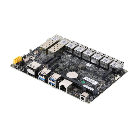 Intel Core i3-10110U Mini PC With Dual 10G SFP Plus And Six 2.5GBE LAN Ports PCB showcasing ports and components.