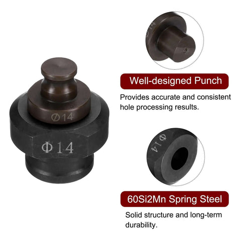 Fourteen Millimeter Hydraulic Hole Punch Kit for Electric Punching Machine MHP-20 JP-20, heavy-duty die, 60Si2Mn steel, marked Ø14.