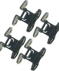 Four Piece Front Left Driver Door Hinge Replacement Kit Crafted From Solid Steel With A Durable Black Coating. Close-up view.