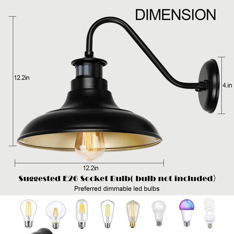 Motion Sensor Outdoor Lights Dusk To Dawn With 3 Lighting Modes Exterior Porch Light Wall Mount IP65 Waterproof Anti Rust For House And Garage 2 Pack Bundle