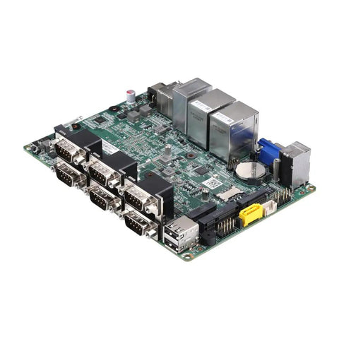 Bulletproof Fanless Mini PC With Slick Design And Badass Intel Core I7 10510U Processing Power Featuring Six RS232 And RS485 Serial Ports  view of motherboard with multiple ports and connectors.