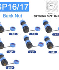 Panel Mount IP68 Waterproof Back Nut Connectors Socket For SP13 SP16 SP17 SP20 SP21 Heavy Duty Electrical Cable Wire Connector Set 9P 100 Sets