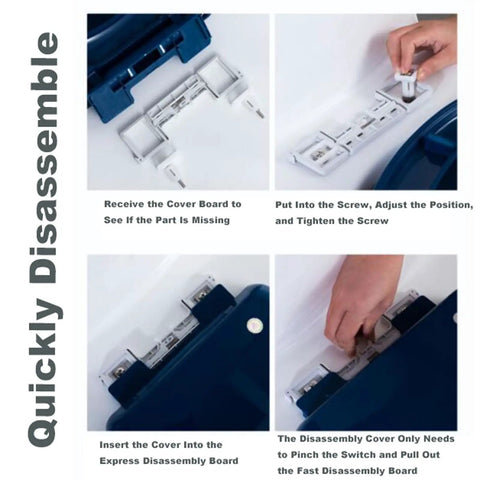Installation guide for Heavy Duty Square Toilet Seat With Smooth Soft Close Lid And Quick Release Hinges For No Sweat Cleanup In Sturdy White Plastic For Universal Home Bathroom Setup.
