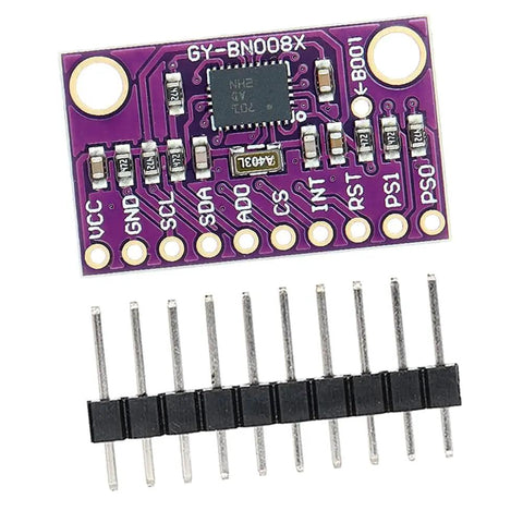 Top Notch 9DOF IMU AHRS Sensor Module High Accuracy For AR VR Applications And IoT Projects BNO085 Based Motion Sensor For Robotics Wearables Drones And Mixed Reality Experiences, purple PCB breakout with header pins