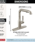 Dimensions of Straight Up Premium Brushed Nickel Kitchen Faucet With Sleek Pull Out Sprayer single handle layout.