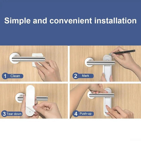 Installation steps for Grab-And-Go Portable Anti-Open Door Lock For Home And Travel With One-Touch Release No Tools Needed Easy Install