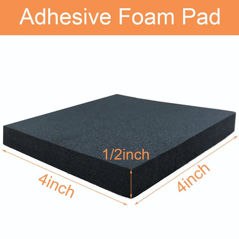 Eight Pack Four Inch Square Black Neoprene Foam Anti Vibration Pad With Self Adhesive Backing One Half Inch Thick For Furniture Cabinets Cars Speakers Electronics And DIY Projects