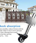 Built Tough 2 Point 5 Inch Spring Loaded Door Caster Wheel With Self Retracting Arm and Four Bolt Mounting Plate close-up on smooth operation.