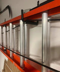 Heavy Duty Garage Storage Ladders Hooks Set 6 Pack Wall Mount Hangers That Hold Up To 50 Pounds mounted with a ladder
