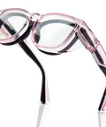Light pink safety glasses that fit over eyeglasses, anti-fog, ANSI Z87.1 certified, lightweight TR90 wraparound eyewear for women
