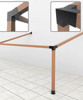 Installed view of 15 Degree Slanted Roof Pergola Bracket Kit With Wall Mount Extension And 3-Way Brackets For Outdoor Pergolas, Fits 4x4 Lumber Actual 3.5x3.5, Built Tough Heavy Duty Steel Construction For Log Cabins And Patios.