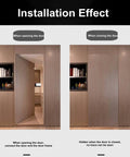 Installation effect of 2-Pack Hidden Door Hinges For Cabinets With 180 Degree Swing, showing open and closed positions.