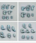 Heavy Duty Grease Nipple Assortment Kit With 260 Pieces Of Metric And Imperial Hydraulic Fittings Plus Nozzles Made From Galvanized Iron That Slays Rust And Delivers Serious Strength For Any Car Workshop Or Industrial Gig That Needs Gotta Be Real Tough., assorted galvanized iron grease nipples in varied sizes
