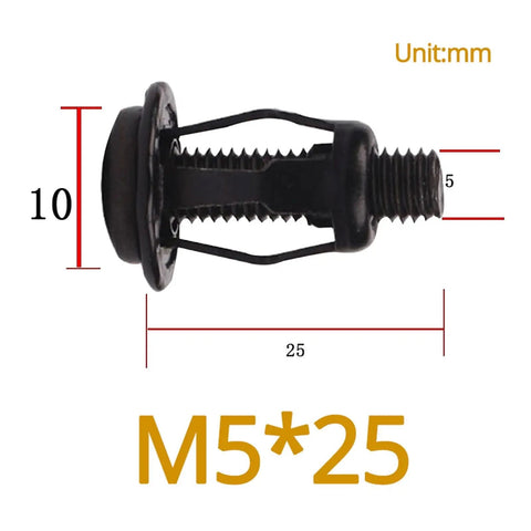 Expansion Petal Rivet Nut Kit M4 M5 M6 For Hollow Wall Mounts And License Plates Durable Carbon Steel Zinc Plated Fasteners For Indoor Outdoor Use Ideal For Auto Motorcycle And RV Body Mounting M5*25