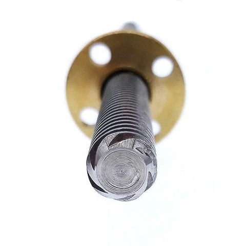 Close-up of Durable T8 Lead Screw Kit for DIY 3D Printers with Copper Nut, 1000mm Stainless Steel, 8mm Diameter, Trapezoidal Screw Rod