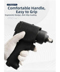 Pro Grade 1/2 Inch Pneumatic Impact Wrench With 475Nm Torque And 3 Forward Reverse Speeds For Auto Repair lightweight alloy build showing ergonomic anti-slip grip handle.