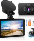Dual Front And Rear Dash Cam For Cars With 1080P Resolution, 32GB Card Included, Super Night Vision, windshield mount display