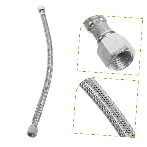Heavy Duty One Quarter Inch By Fifty Foot Air Compressor Hose with pneumatic fittings, stainless steel braid, detailed view