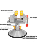 Heavy Duty Mini Suction Cup Vise Bench Mount 360 Rotation Universal Desktop Clamp For Woodwork with adjustable jaw and vacuum base.