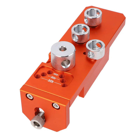 Heavy Duty Aluminum Drill Guide Tap Jig For Straight Shooting Thread Tapping And Reliable Industrial Machinery Assembly Projects That Get Done Right Every Single Time, orange design with silver fittings.