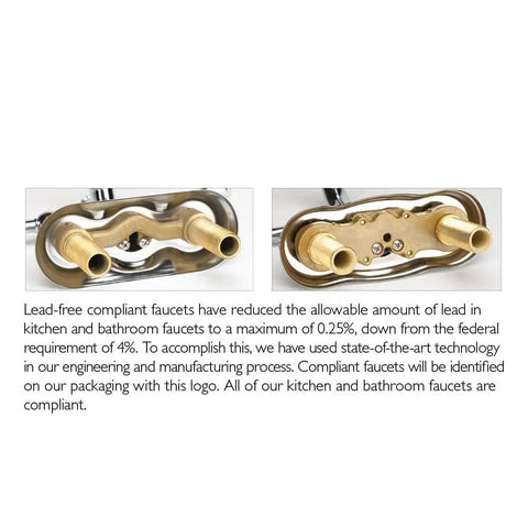 Lead-free compliant components of Single-Handle Pull-Down Kitchen Faucet With Sprayer In Satin Nickel Two-Function Head