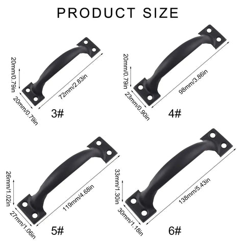4 Pcs Bow-Shaped Barn Door Pulls And Cabinet Handles For Wood Furniture, Antique Dresser Drawer Knobs size chart
