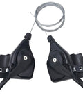 Left 3 Speed Thumb Shifter And Right 7 Speed Gear Shifter With Gear Indicator For 21 Speed Bicycles shown with cables