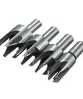 Premium Carpenter Grade 8 Piece Titanium Coated Wood Plug Cutter Drill Bit Set tapered claw blades for precise woodcutting.