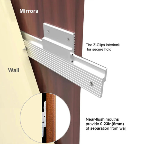 Heavy Duty French Cleat Picture Hanger Kit With Stealth Aluminum Wall Brackets For Artwork Mirrors And Whiteboards Holds 50 Pounds Per Pair No Sweat Install showing interlocking Z-Clip system