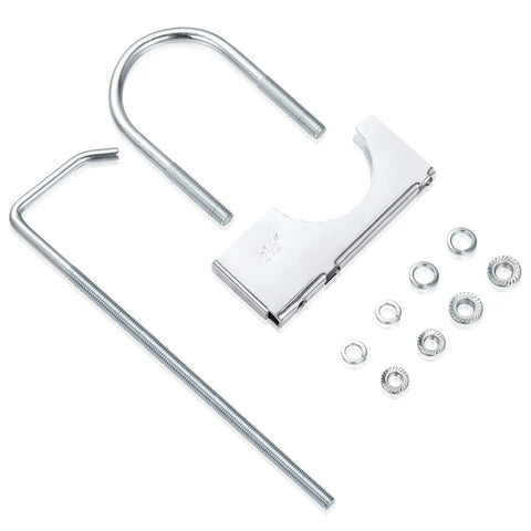 2.5 Inch Universal Exhaust Clamp With Hanger For Car And Truck Exhaust Pipe, showing bolts and nuts, Tough Heavy-Duty Clamp