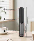 Rechargeable Handheld Milk Frother With Dual Coil Whisk Head Electric Coffee Frother Wand in black, showing dimensions.