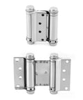 Heavy Duty Cafe Saloon Bar Door Swing Hinges, 8 Pack, 3 Inch Stainless Steel Self Closing Hinges, shown front and side view