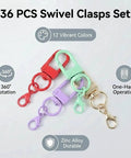36 Pcs Colorful Swivel Snap Hooks Lobster Claw Clasps For Diy Crafts Jewelry Making showing 12 vibrant color options in zinc alloy.