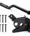 Lock It Tight Gravity Gate Latch Self Securing Black Fence Hardware For Garden Gates with mounting screws for easy installation.