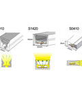 Illustration of Silicone LED Channel System For 12mm Neon Rope Light Strips Flexible 14x20mm Tube Housing IP67 details.