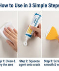 Three-step process using Wall Repair Kit With Scraper And Drywall Patch Paste For Holes And Cracks Quick Drying Patch Cream That Blends Into White Walls