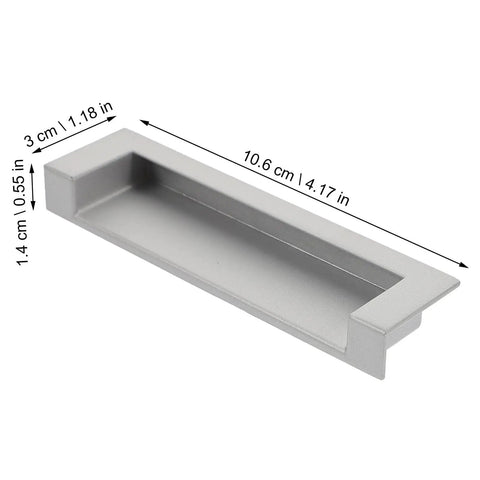 2-Piece Black Recessed Drawer Pull Handles Zinc Alloy Concealed Furniture Hardware shown with dimensions