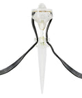 Close-up of ZigBee RGBW Color Changing Outdoor Accent Light from Starter Kit with ground stake and black wires, wet rated for outdoors.