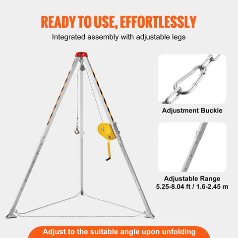 Built Like A Tank Heavy Duty Confined Space Tripod Winch Kit With Secure Harness Portable Air Blower And Smart Gas Detector For No Sweat Emergency Retrieval