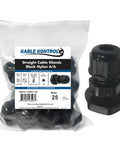 Heavy Duty Nylon Cable Glands 1 Inch Straight Gland With 11.5 NPT Thread 25 Pack Waterproof Strain Relief Cord Grips