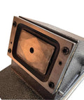 Close-up of Manual PVC Card Cutter For CR80 Cards All Metal Desktop Die Cutter With Steel Blade, showing cutting mechanism.