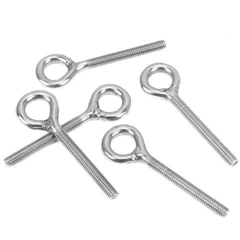 10 Pack M5 Eye Bolt and Eye Hook Kit in Stainless Steel for Hanging and Lifting, Boss Grade Heavy Duty Screw Eyelets for Wood and Metal Projects, Durable Ring Hooks for Solid Load Support, four silver bolts
