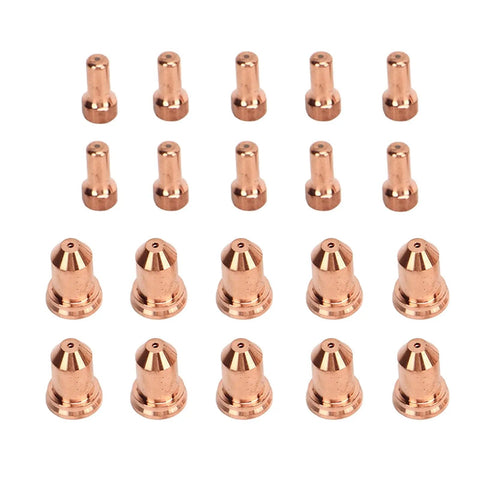 20 Piece Brass Plasma Electrode Tip Kit For PT80 IPT 80 PTM 80 Plasma Cutters Replacement Parts Includes 10 Electrodes And 10 Nozzles