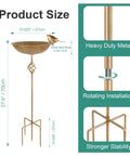 Outdoor Metal Bird Bath With 27.6 Inch Stand Five Prongs Base Stake Freestanding Bird Feeder And Waterer For Garden Patio